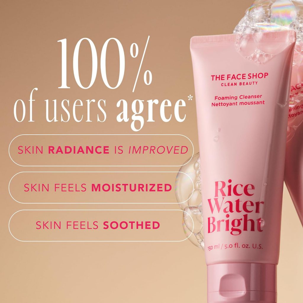 Face shop rice water bright cleansing foam vegan